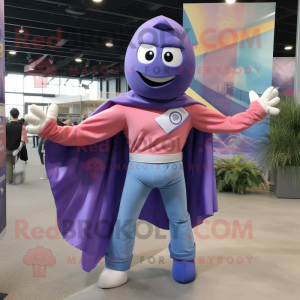 Lavender Superhero mascot costume character dressed with a Boyfriend Jeans and Scarf clips