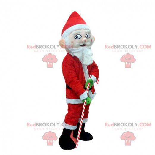 Mascot Santa Claus med en byg slik sukkerrør - Redbrokoly.com