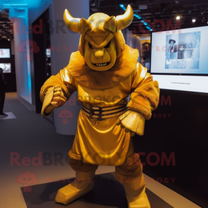 Gold Minotaur maskot drakt...