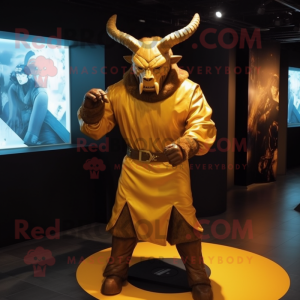 Gold Minotaur maskot drakt...