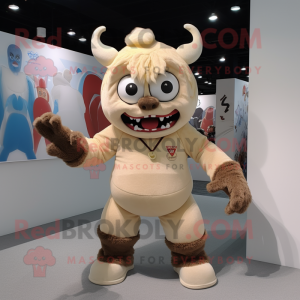 Beige Demon maskot drakt...