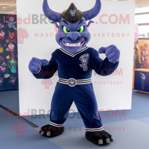 Marinblå Demon maskot...