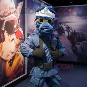 Navy Commando mascot costume character dressed with a Vest and Scarf clips