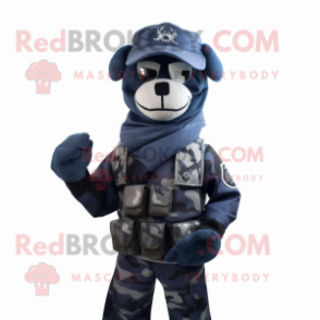 Navy Commando mascot costume character dressed with a Vest and Scarf clips