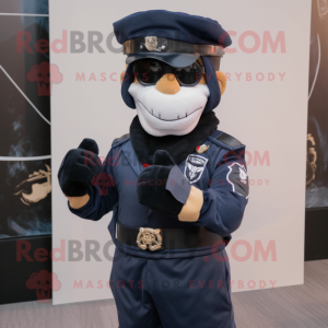 Navy Commando mascot costume character dressed with a Vest and Scarf clips