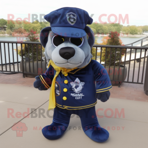Navy Commando mascot costume character dressed with a Vest and Scarf clips
