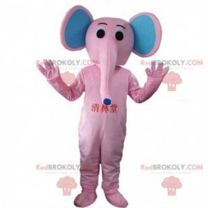 Růžový a modrý slon maskot, tlustokožec kostým - Redbrokoly.com