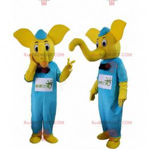 Fato de elefante amarelo com traje azul - Redbrokoly.com