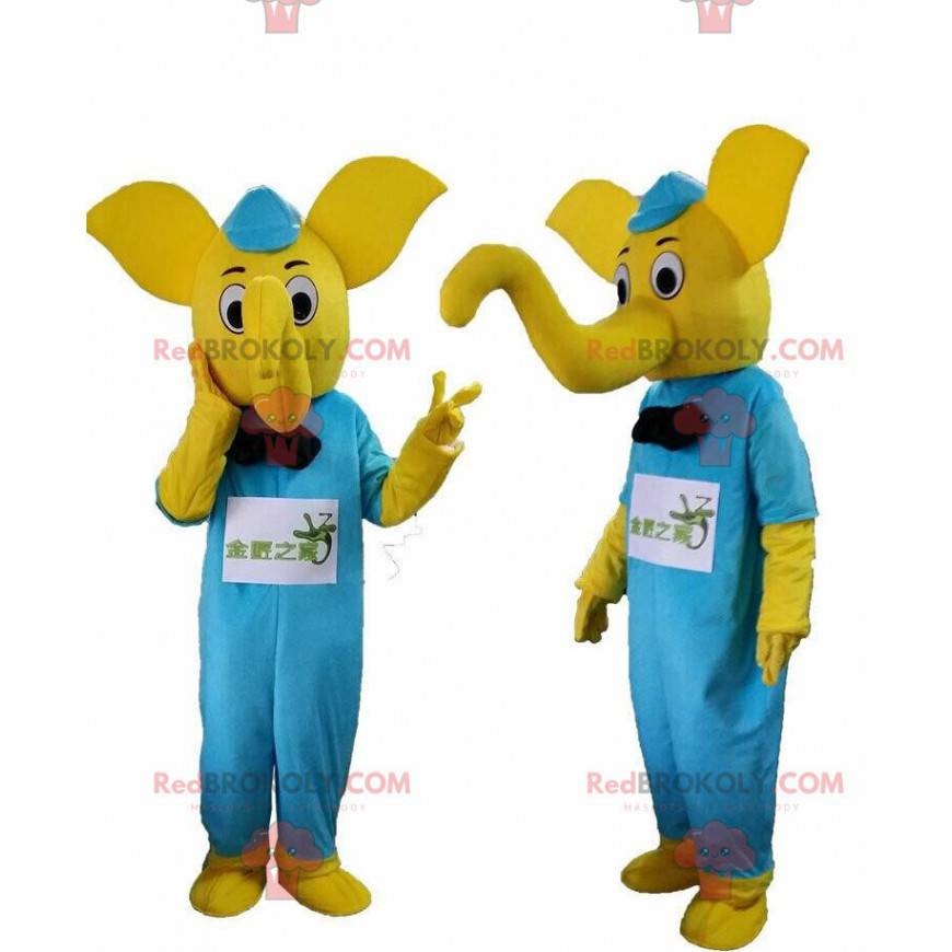 Yellow elephant costume with a blue outfit - Redbrokoly.com