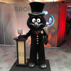 Black Hourglass mascot costume character dressed with a Dress Pants and Lapel pins