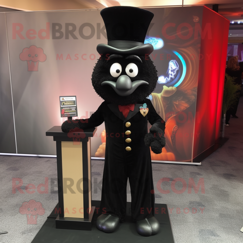 Black Hourglass mascot costume character dressed with a Dress Pants and Lapel pins Black Hourglass mascot costume character dressed with a Dress Pants and Lapel pins