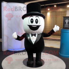 Black Hourglass mascot costume character dressed with a Dress Pants and Lapel pins