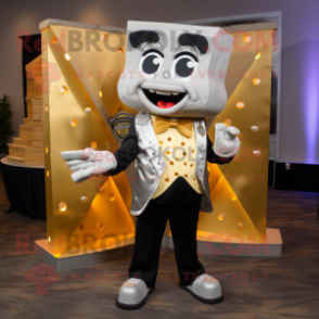 Silver Grilled Cheese Sandwich mascot costume character dressed with a Tuxedo and Wraps