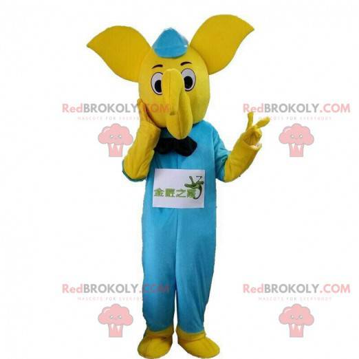 Fato de elefante amarelo com traje azul - Redbrokoly.com