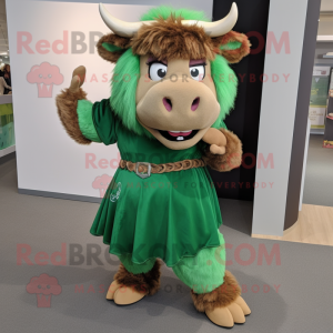 Grøn Bison maskot kostume...