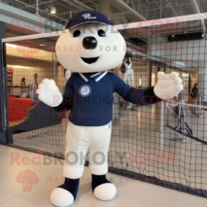 Navy Volleyball Net mascot costume character dressed with a Poplin Shirt and Gloves