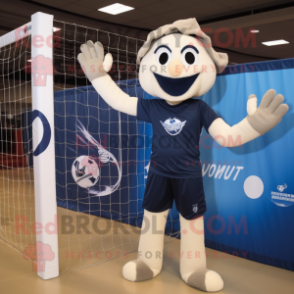 Navy Volleyball Net mascot costume character dressed with a Poplin Shirt and Gloves