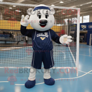 Navy Volleyball Net mascot costume character dressed with a Poplin Shirt and Gloves
