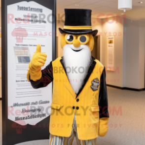 Gold Attorney mascot costume character dressed with a Dress Shirt and Beanies