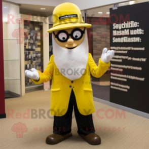 Gold Attorney mascot costume character dressed with a Dress Shirt and Beanies