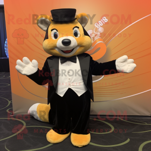 Gold Salmon mascot costume character dressed with a Tuxedo and Mittens