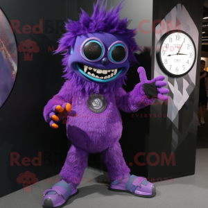 Purple Demon maskot kostyme...