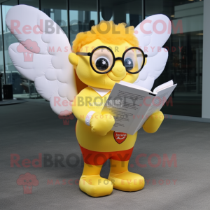 Gul Cupid maskot-draktfigur...