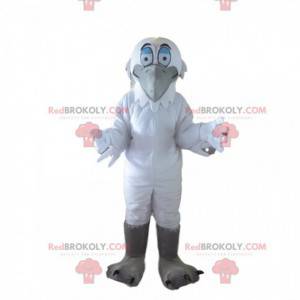 Egret mascot, large white and gray sea bird - Redbrokoly.com