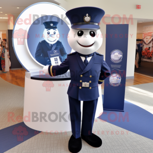 Navy Engagement Ring mascot costume character dressed with a Suit Pants and Cummerbunds