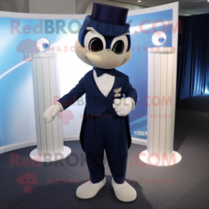 Navy Engagement Ring mascot costume character dressed with a Suit Pants and Cummerbunds