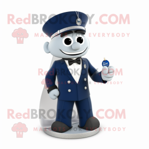 Navy Engagement Ring mascot costume character dressed with a Suit Pants and Cummerbunds
