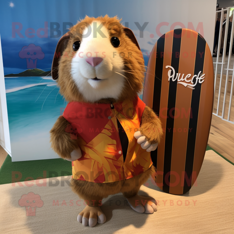 Rust Guinea Pig mascot costume character dressed with a Board Shorts and Pocket squares Rust Guinea Pig mascot costume character dressed with a Board Shorts and Pocket squares