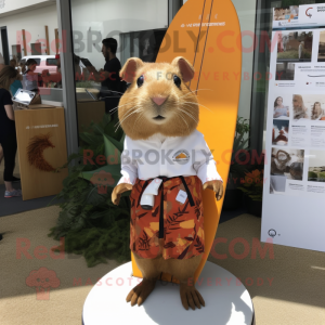 Rust Guinea Pig mascot costume character dressed with a Board Shorts and Pocket squares
