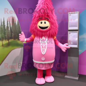 Pink Chief mascot costume character dressed with a Sheath Dress and Keychains