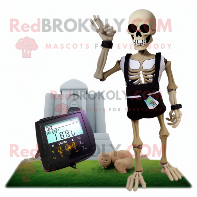 Tan Graveyard mascot costume character dressed with a Bikini and Digital watches