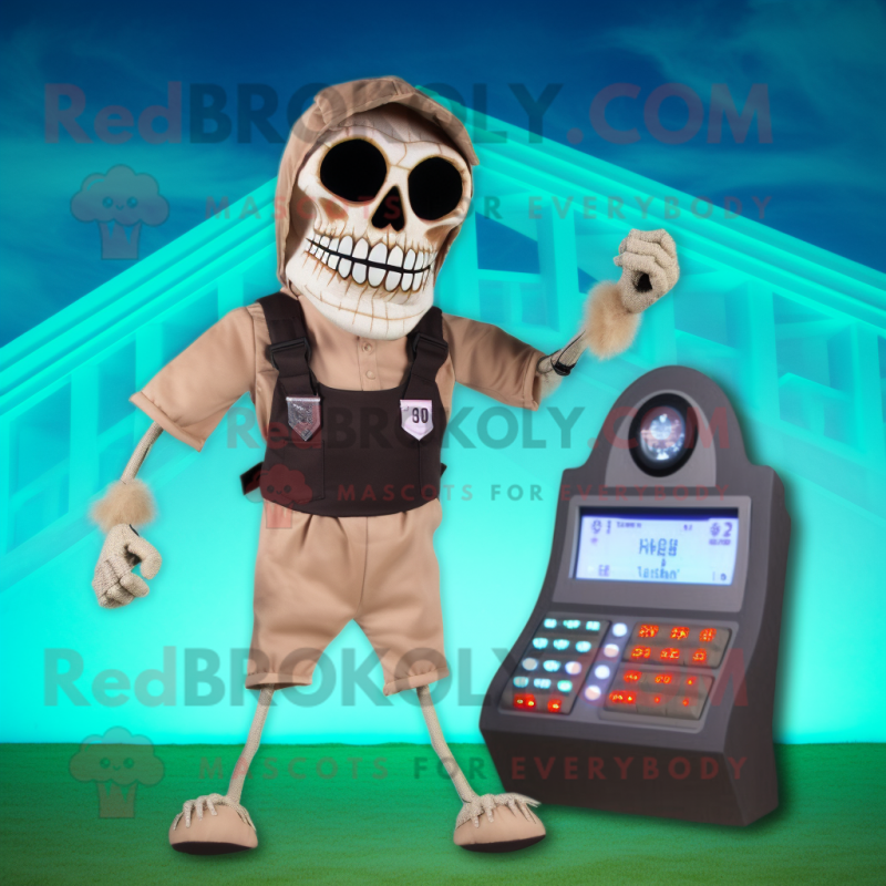 Tan Graveyard mascot costume character dressed with a Bikini and Digital watches