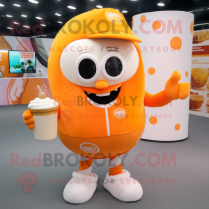 Orange Ice Cream mascot costume character dressed with a Jumpsuit and Briefcases
