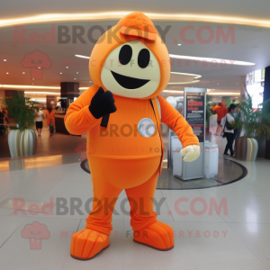 Orange Ice Cream mascot costume character dressed with a Jumpsuit and Briefcases