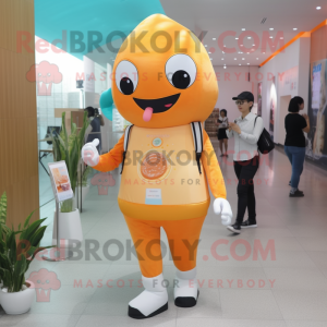 Orange Ice Cream mascot costume character dressed with a Jumpsuit and Briefcases