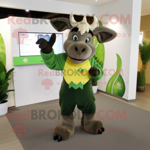 Oliven Zebu maskot drakt...