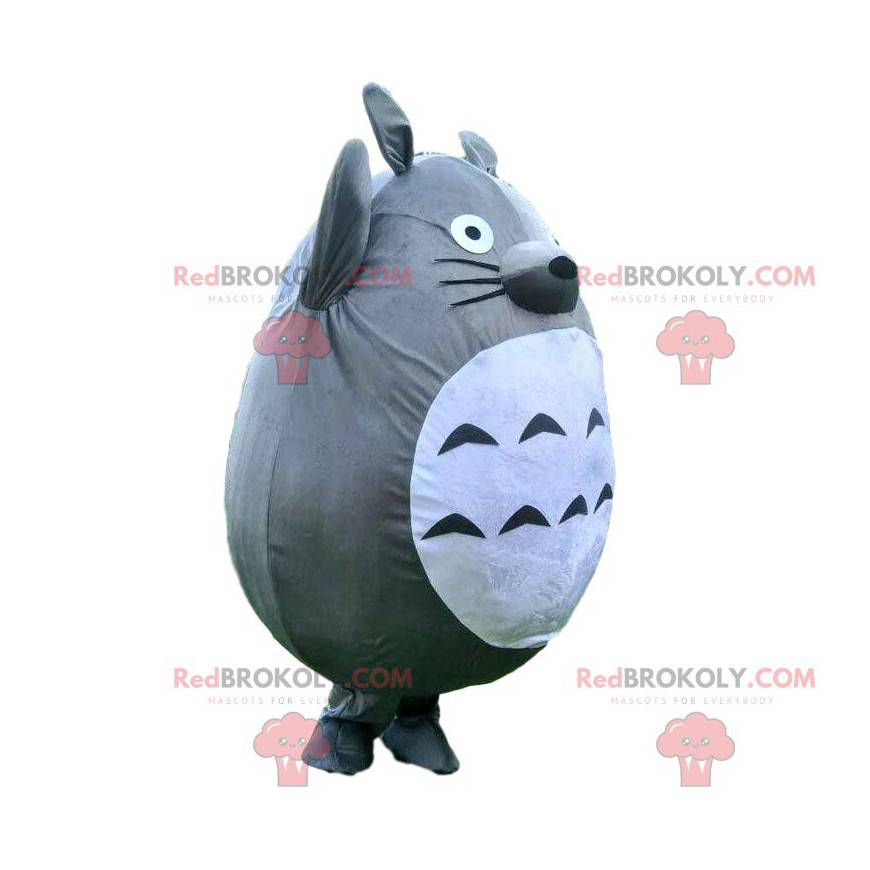 Mascota de Totoro, mapache gris y blanco, traje de dibujos