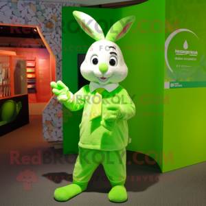 Lime Green Rabbit mascotte...