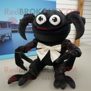 Black Crab mascot costume character dressed with a Chinos and Bow ties