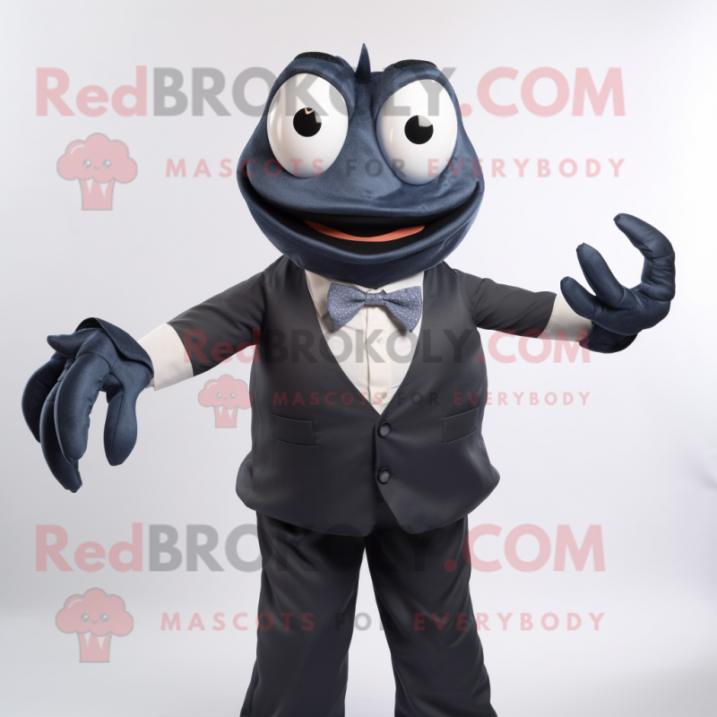 Black Crab mascot costume character dressed with a Chinos and Bow ties