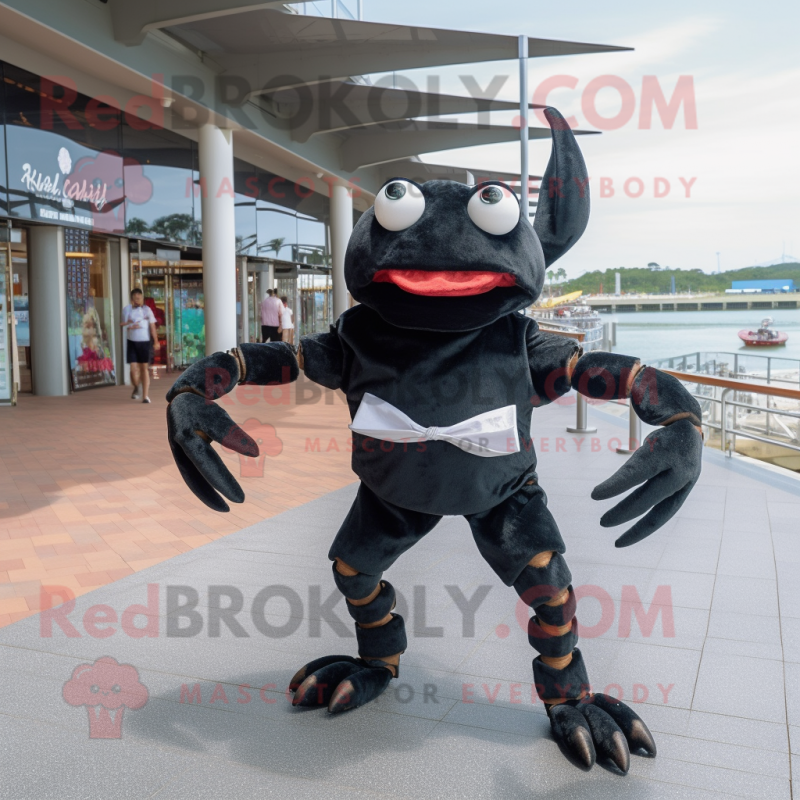 Black Crab mascot costume character dressed with a Chinos and Bow ties