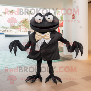 Black Crab mascot costume character dressed with a Chinos and Bow ties