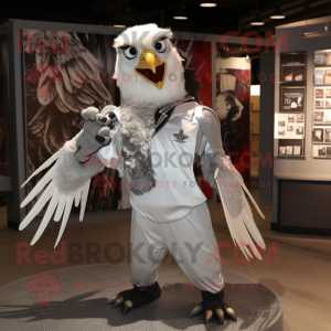 Silver Hawk mascot costume character dressed with a Poplin Shirt and Anklets