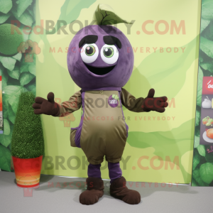 Olive Grape mascot costume character dressed with a Rash Guard and Cummerbunds