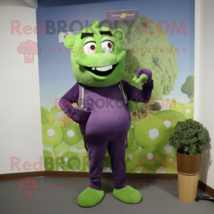Olive Grape mascot costume character dressed with a Rash Guard and Cummerbunds