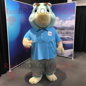 Sky Blue Capybara mascotte...